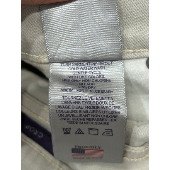 NYDJ Mid Rise Capri Pants Beige Sz 10 Petite Cuffed Hem Cotton Blend Neutral - Picture 9 of 11